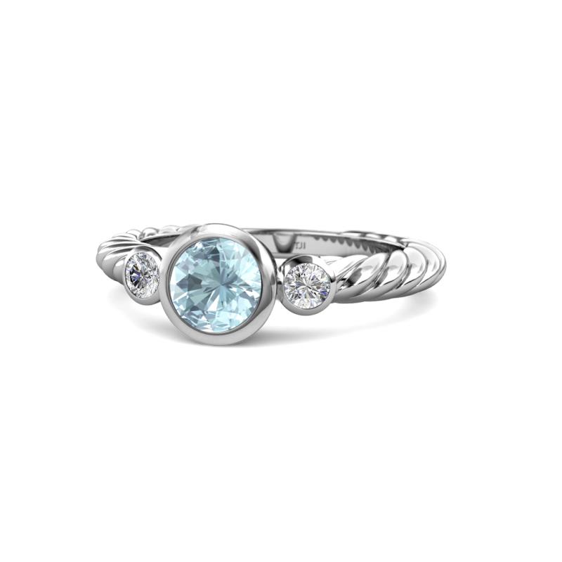 Azalea Aquamarine and Lab Grown Diamond Three Stone Engagement Ring 