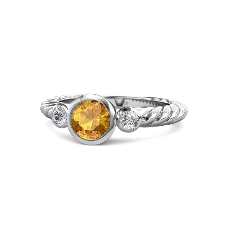 Azalea Citrine and Lab Grown Diamond Three Stone Engagement Ring 
