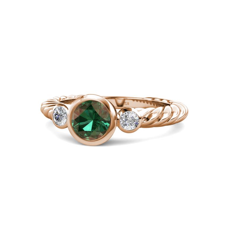 Azalea Lab Created Alexandrite and Diamond Three Stone Engagement Ring 