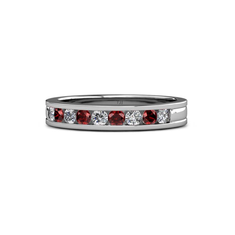Vanna 2.20 mm Red Garnet and Lab Grown Diamond 9 Stone Wedding Band 