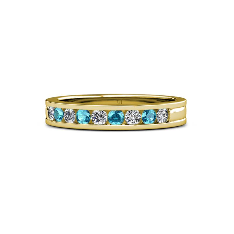 Vanna 2.20 mm London Blue Topaz and Lab Grown Diamond 9 Stone Wedding Band 