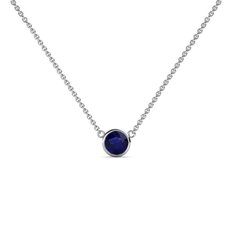 Merilyn 4.00 mm Round Blue Sapphire Bezel Set Solitaire Pendant 
