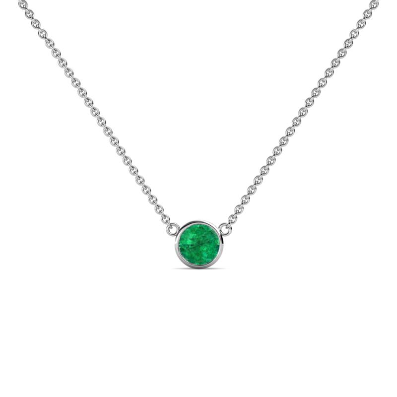 Merilyn 4.00 mm Round Emerald Bezel Set Solitaire Pendant 