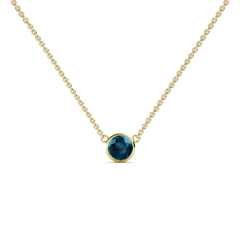 Merilyn 4.00 mm Round Blue Diamond Bezel Set Solitaire Pendant 