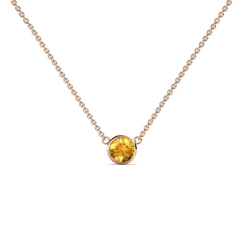 Merilyn 4.40 mm Round Citrine Bezel Set Solitaire Pendant 