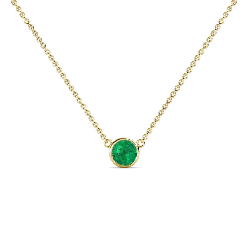 Merilyn 4.40 mm Round Emerald Bezel Set Solitaire Pendant 