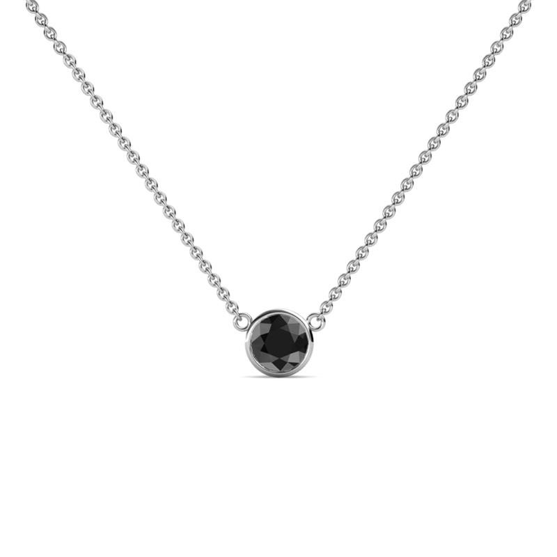 Merilyn 4.40 mm Round Black Diamond Bezel Set Solitaire Pendant 
