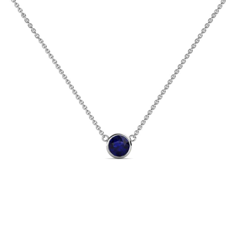 Merilyn 3.00 mm Round Blue Sapphire Bezel Set Solitaire Pendant 