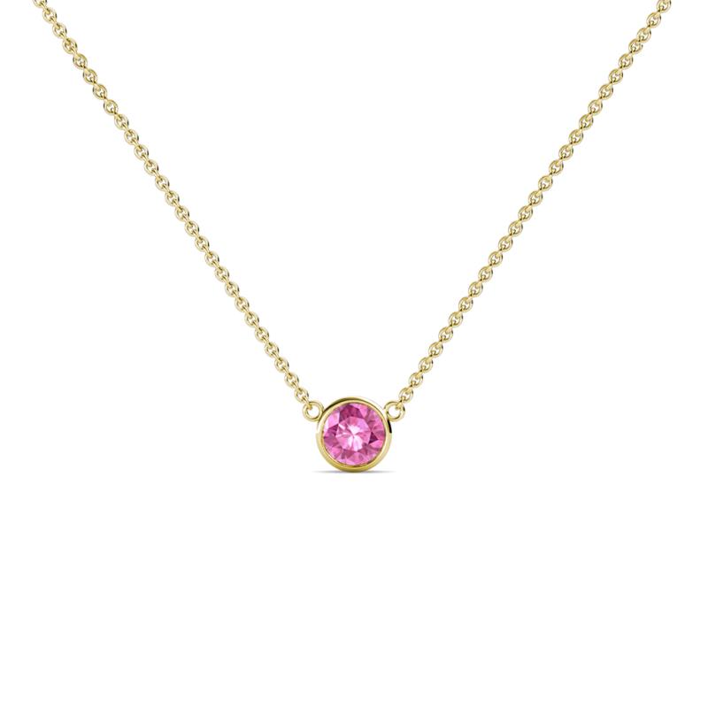 Merilyn 3.00 mm Round Pink Sapphire Bezel Set Solitaire Pendant 