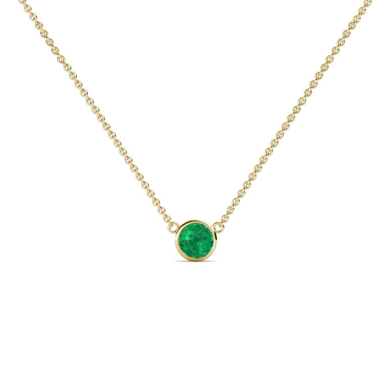 Merilyn 3.00 mm Round Emerald Bezel Set Solitaire Pendant 