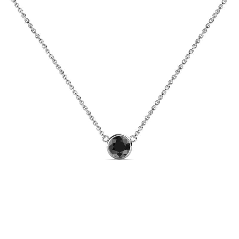 Merilyn 3.00 mm Round Black Diamond Bezel Set Solitaire Pendant 
