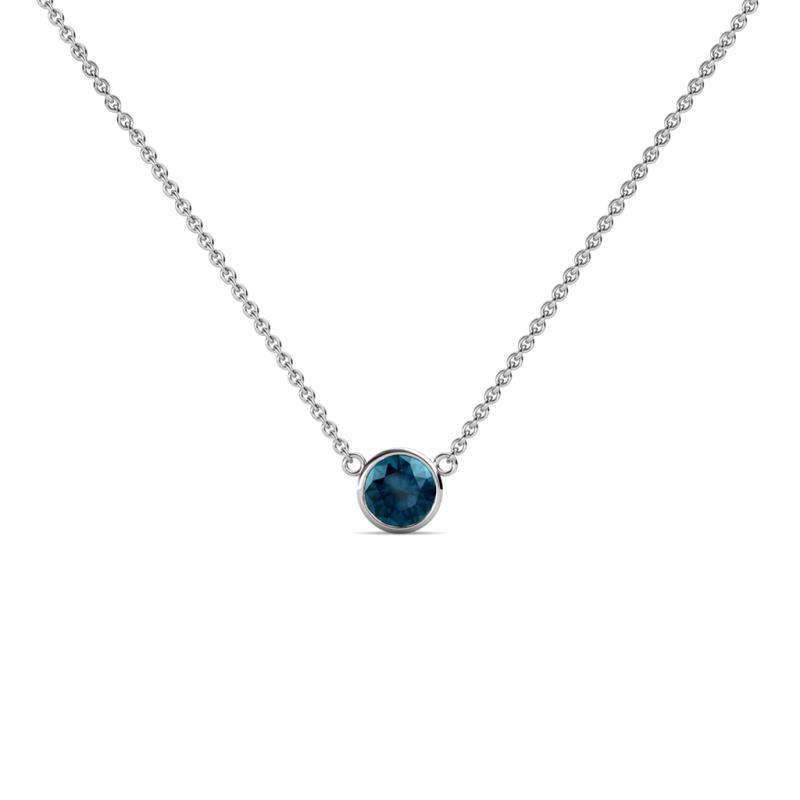 Merilyn 3.00 mm Round Blue Diamond Bezel Set Solitaire Pendant 