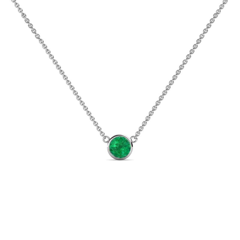 Merilyn 3.40 mm Round Emerald Bezel Set Solitaire Pendant 