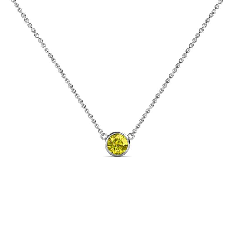 Merilyn 3.40 mm Round Yellow Diamond Bezel Set Solitaire Pendant 