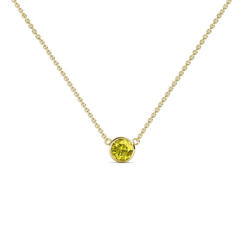 Merilyn 3.40 mm Round Yellow Diamond Bezel Set Solitaire Pendant 