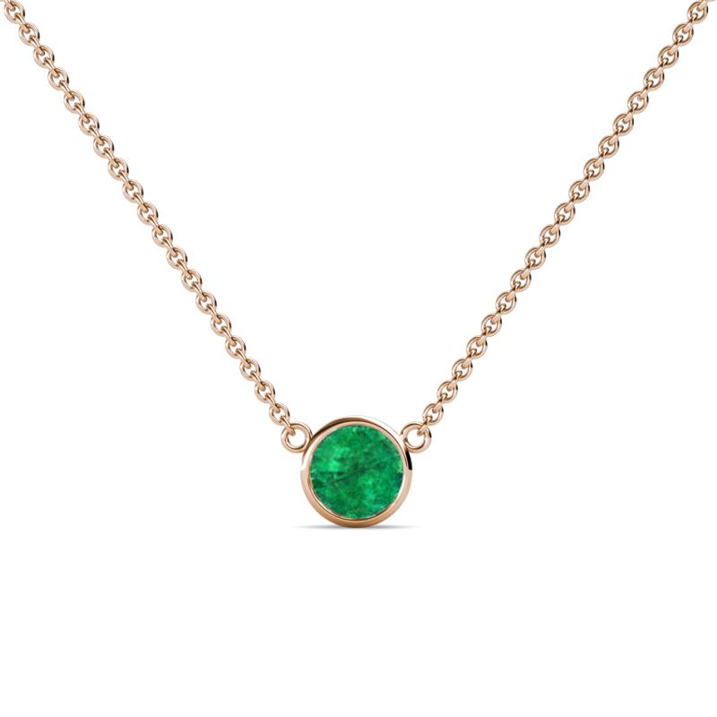 Merilyn 4.80 mm Round Emerald Bezel Set Solitaire Pendant 