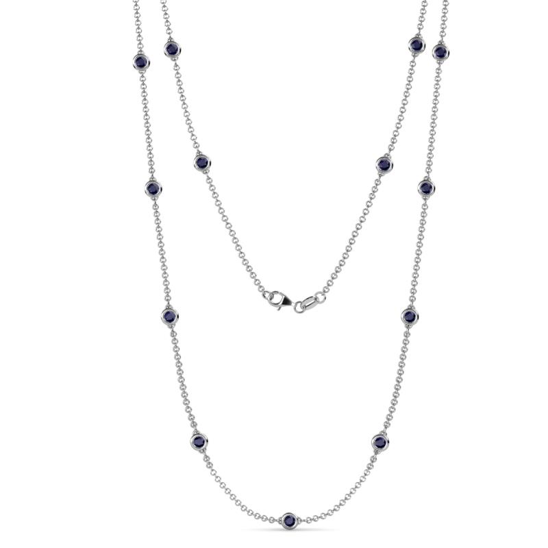 Lien (13 Stn/3.4mm) Blue Sapphire on Cable Necklace 