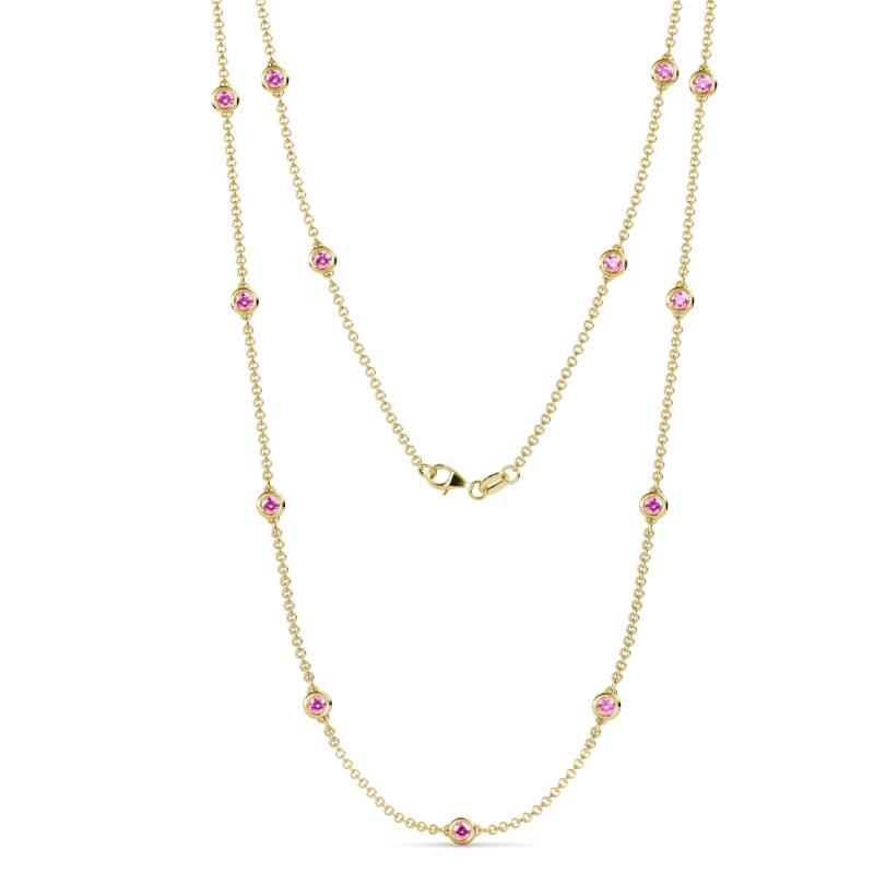 Lien (13 Stn/3.4mm) Pink Sapphire on Cable Necklace 
