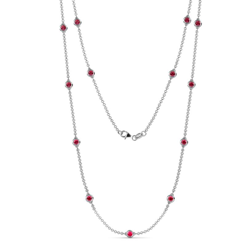 Lien (13 Stn/3.4mm) Ruby on Cable Necklace 