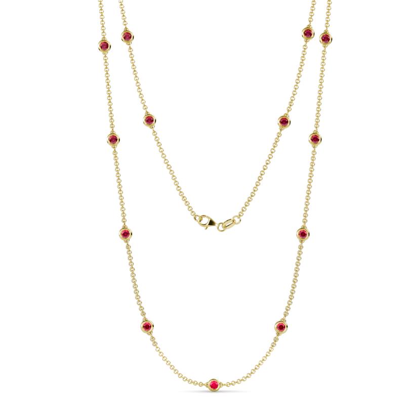 Lien (13 Stn/3.4mm) Ruby on Cable Necklace 