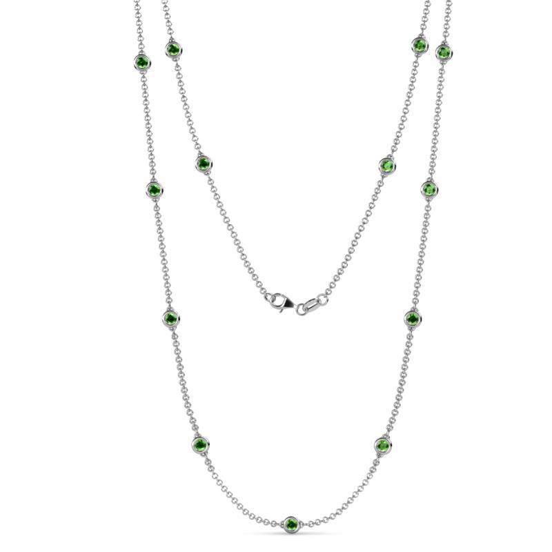 Lien (13 Stn/3.4mm) Green Garnet on Cable Necklace 