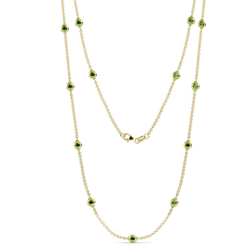 Lien (13 Stn/3.4mm) Green Garnet on Cable Necklace 