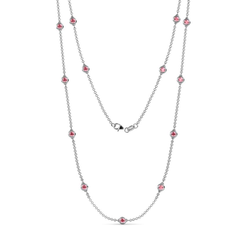 Lien (13 Stn/3.4mm) Pink Tourmaline on Cable Necklace 