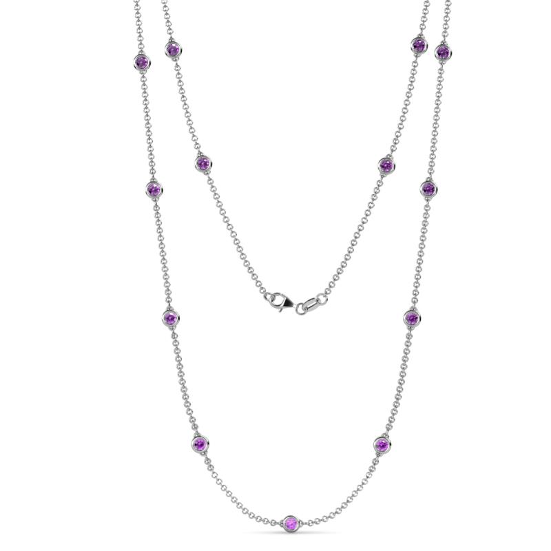 Lien (13 Stn/3.4mm) Amethyst on Cable Necklace 