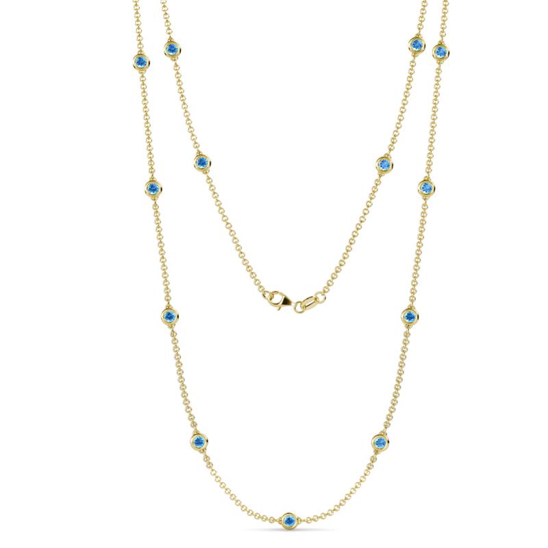 Lien (13 Stn/3.4mm) Blue Topaz on Cable Necklace 