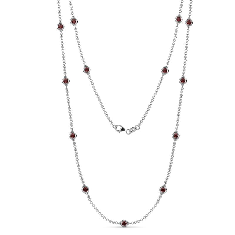 Lien (13 Stn/3.4mm) Red Garnet on Cable Necklace 