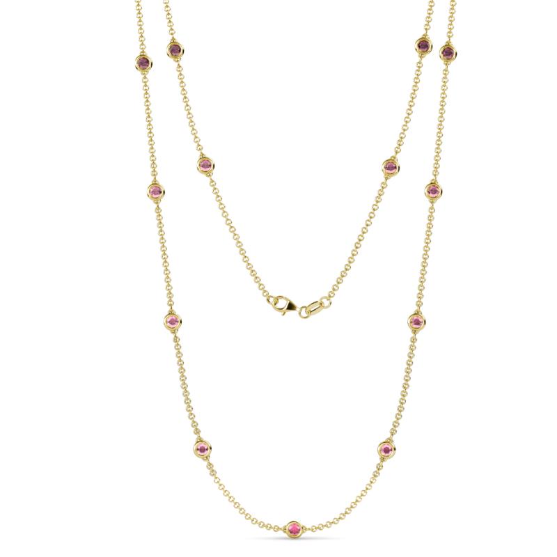 Lien (13 Stn/3.4mm) Rhodolite Garnet on Cable Necklace 