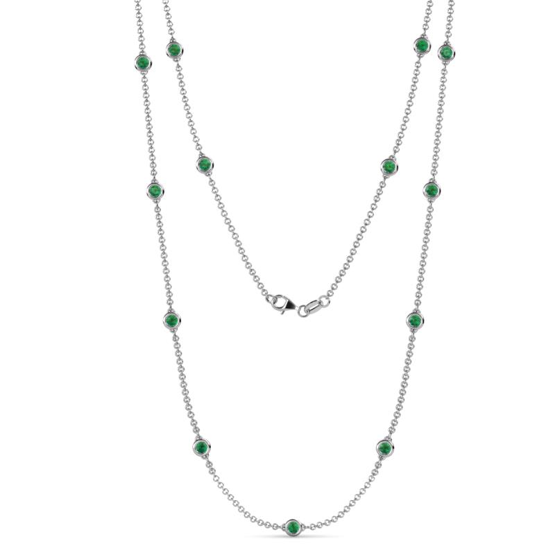 Lien (13 Stn/3.4mm) Emerald on Cable Necklace 