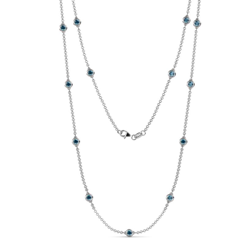 Lien (13 Stn/3.4mm) Blue Diamond on Cable Necklace 