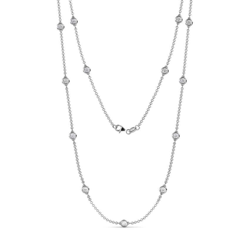 Lien (13 Stn/3.4mm) White Sapphire on Cable Necklace 