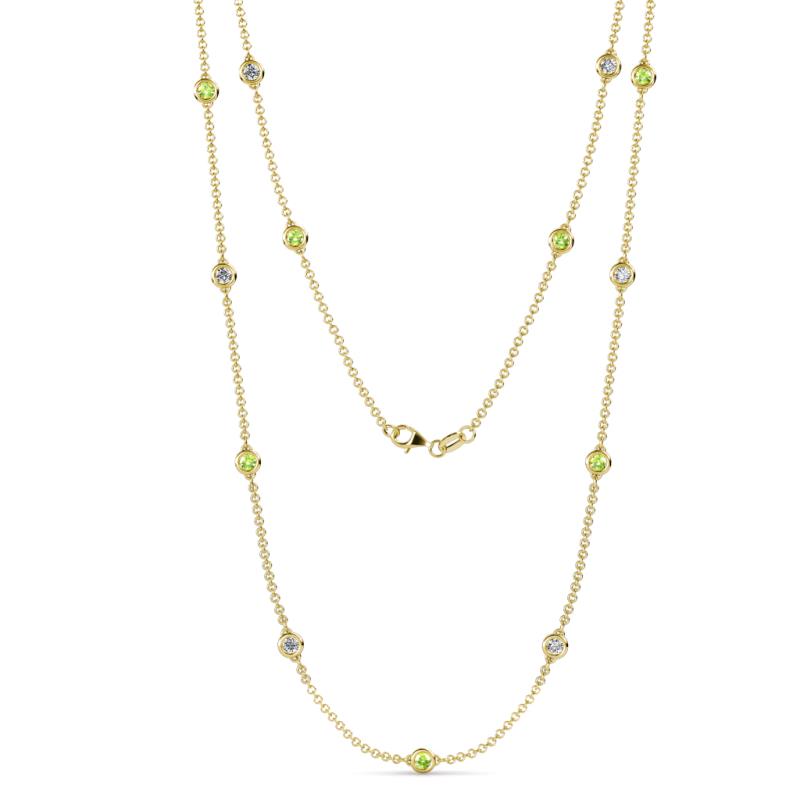 Lien (13 Stn/3.4mm) Peridot and Diamond on Cable Necklace 
