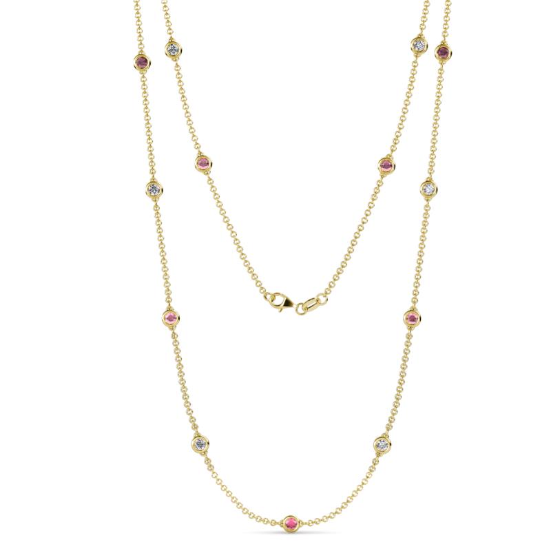 Lien (13 Stn/3.4mm) Rhodolite Garnet and Diamond on Cable Necklace 