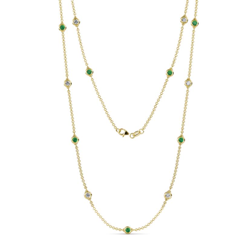 Lien (13 Stn/3.4mm) Emerald and Diamond on Cable Necklace 