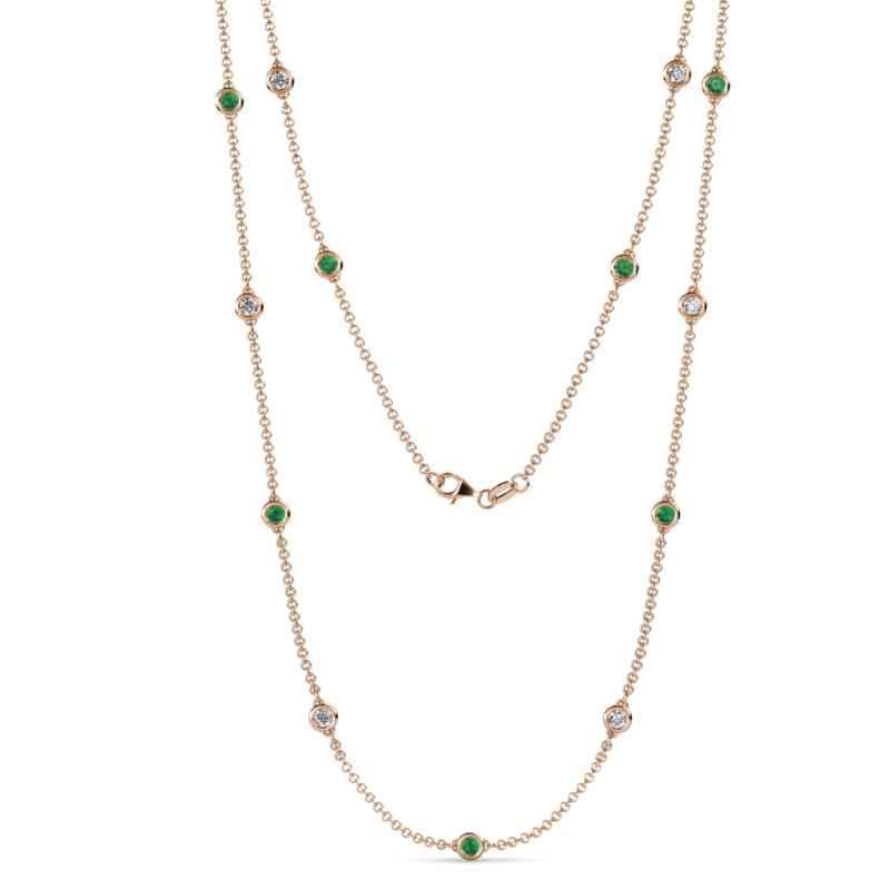 Lien (13 Stn/3.4mm) Emerald and Diamond on Cable Necklace 
