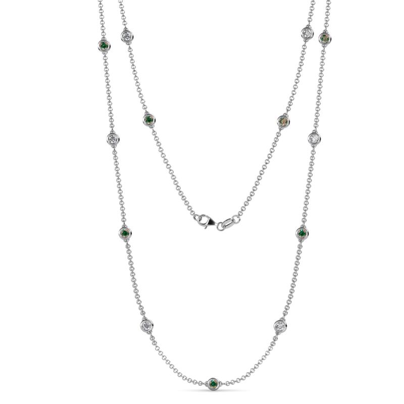 Lien (13 Stn/3.4mm) Diamond and Lab Created Alexandrite on Cable Necklace 