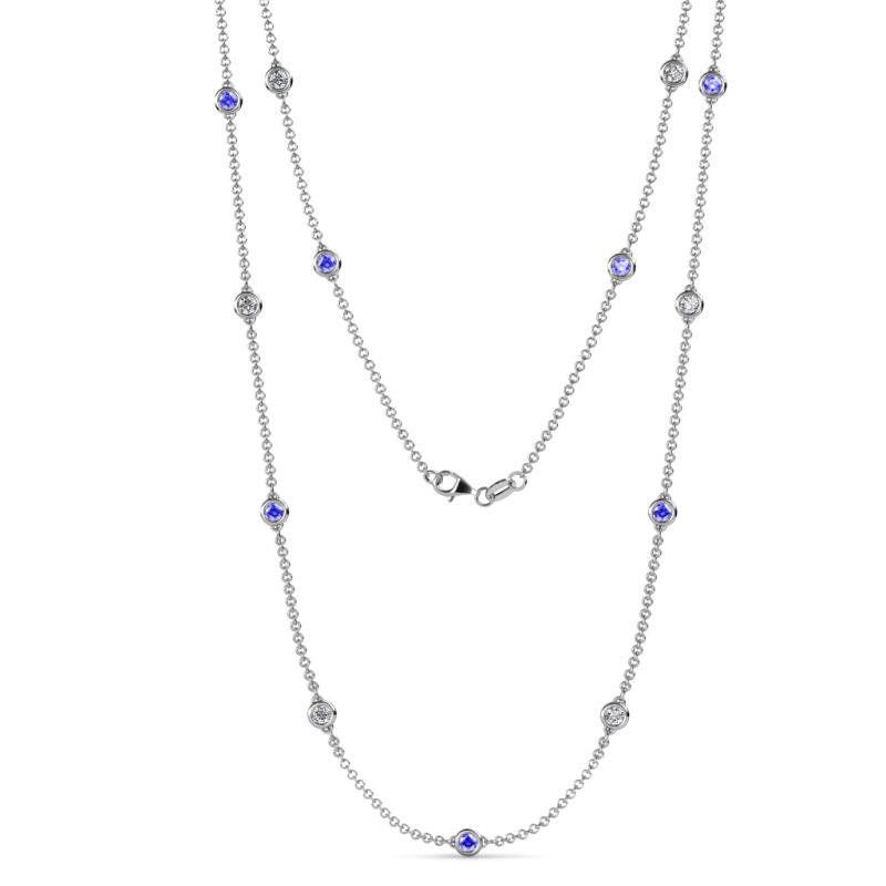 Lien (13 Stn/3.4mm) Tanzanite and Lab Grown Diamond on Cable Necklace 