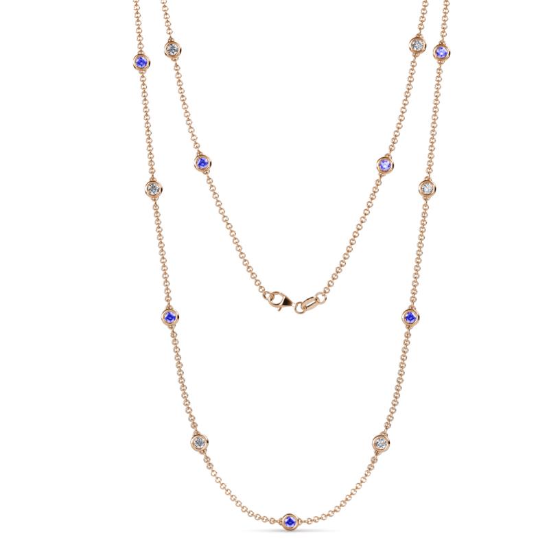 Lien (13 Stn/3.4mm) Tanzanite and Lab Grown Diamond on Cable Necklace 
