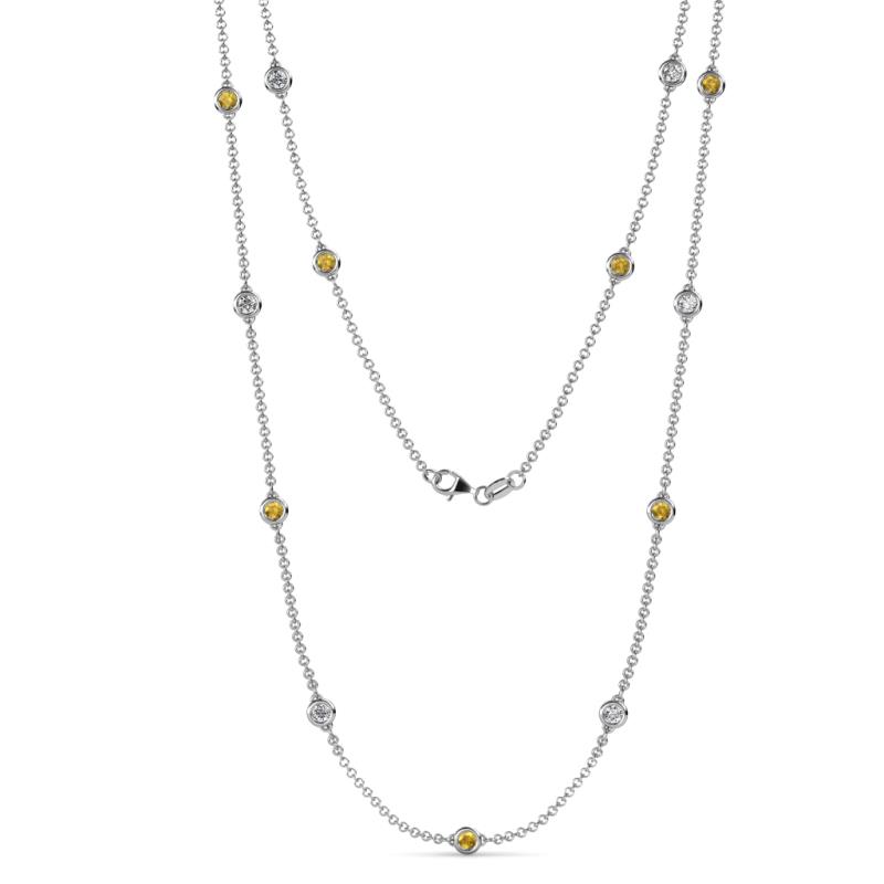 Lien (13 Stn/3.4mm) Citrine and Lab Grown Diamond on Cable Necklace 