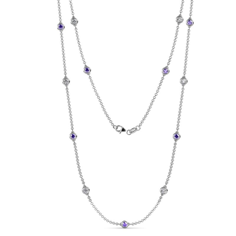 Lien (13 Stn/3.4mm) Iolite and Lab Grown Diamond on Cable Necklace 