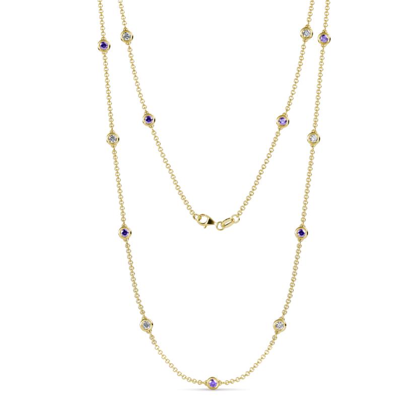 Lien (13 Stn/3.4mm) Iolite and Lab Grown Diamond on Cable Necklace 