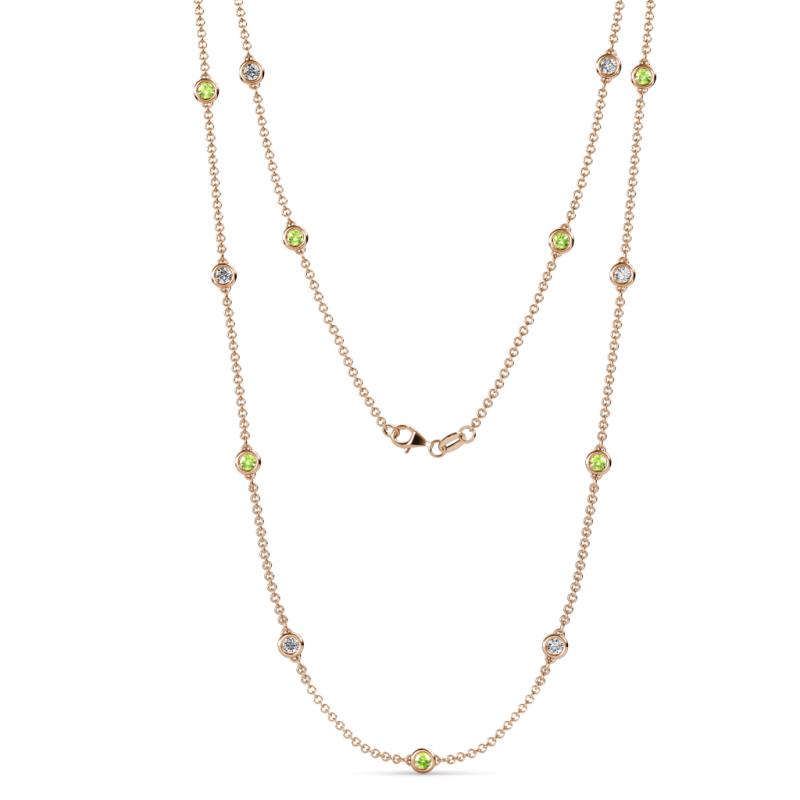 Lien (13 Stn/3.4mm) Peridot and Lab Grown Diamond on Cable Necklace 