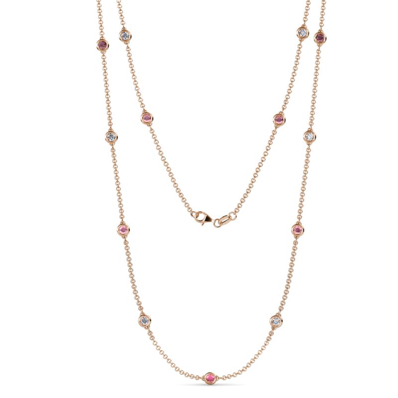 Lien (13 Stn/3.4mm) Rhodolite Garnet and Lab Grown Diamond on Cable Necklace 