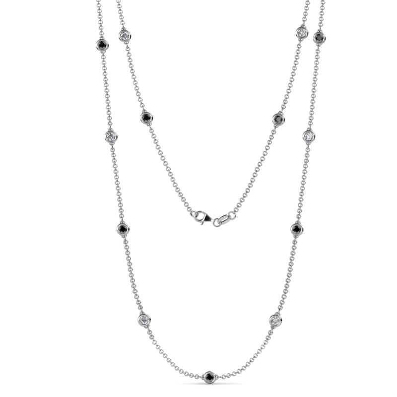 Lien (13 Stn/3.4mm) Black and White Lab Grown Diamond on Cable Necklace 