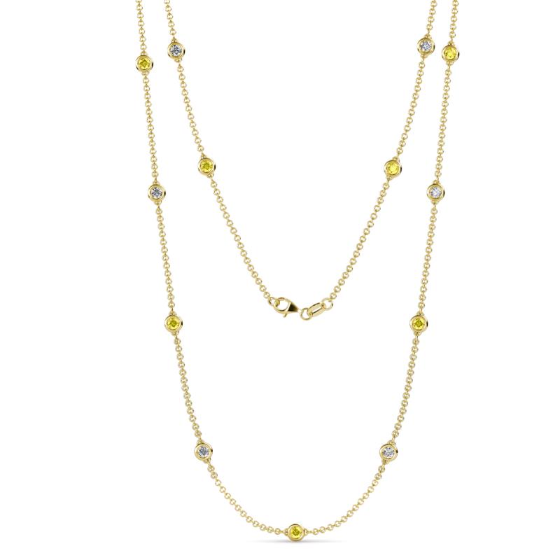 Lien (13 Stn/3.4mm) Yellow Sapphire and Lab Grown Diamond on Cable Necklace 