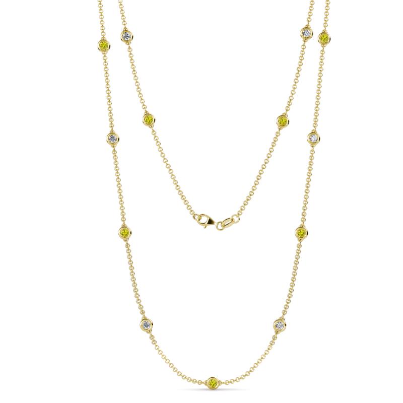 Lien (13 Stn/3.4mm) Yellow and White Lab Grown Diamond on Cable Necklace 