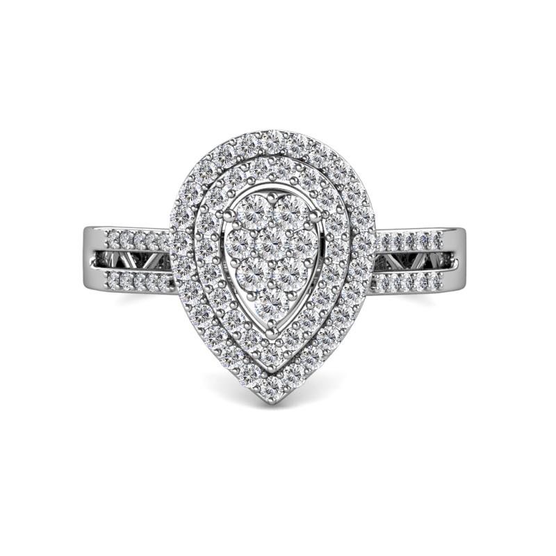 Shalet Prima Round Diamond Pear Shape Cluster Ring with Split Shank 